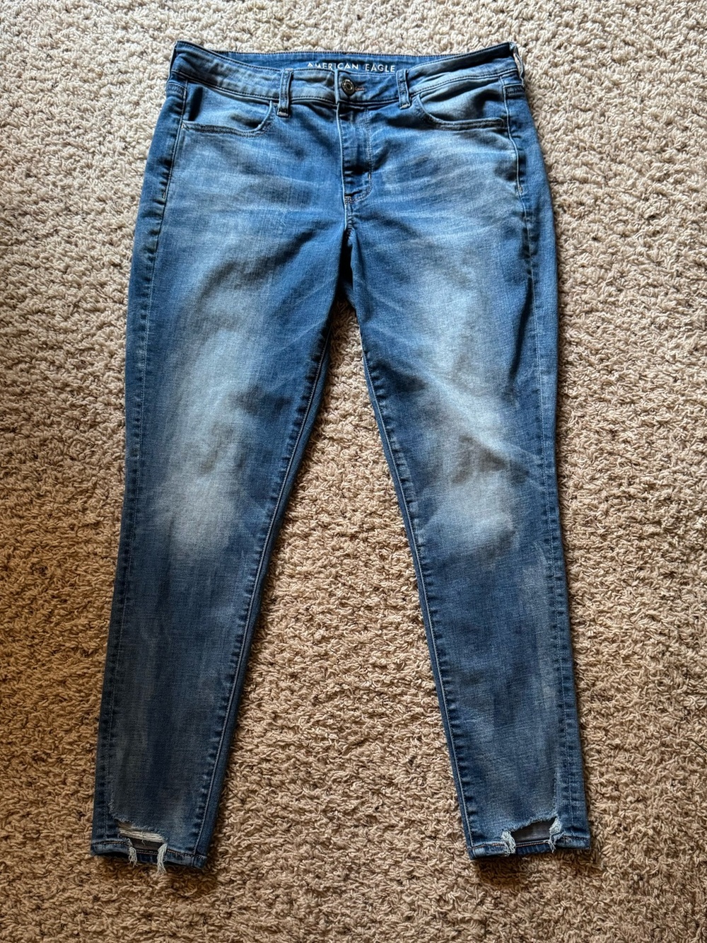 American Eagle Outfitters Women's Blue Mid-Rise Skinny Jeans
